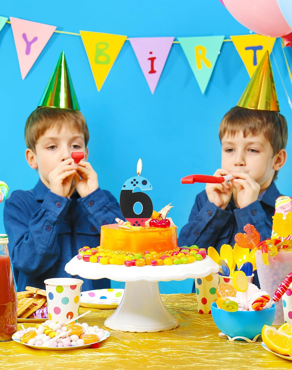 Level Birthday Candles,Level 2 Number Birthday Cake Candles,2Nd Boy Birthday Party Decor,Game Controller Gamepad Birthday Candles,Video Game Controller Themed Kids Boy Bday Party Supplies