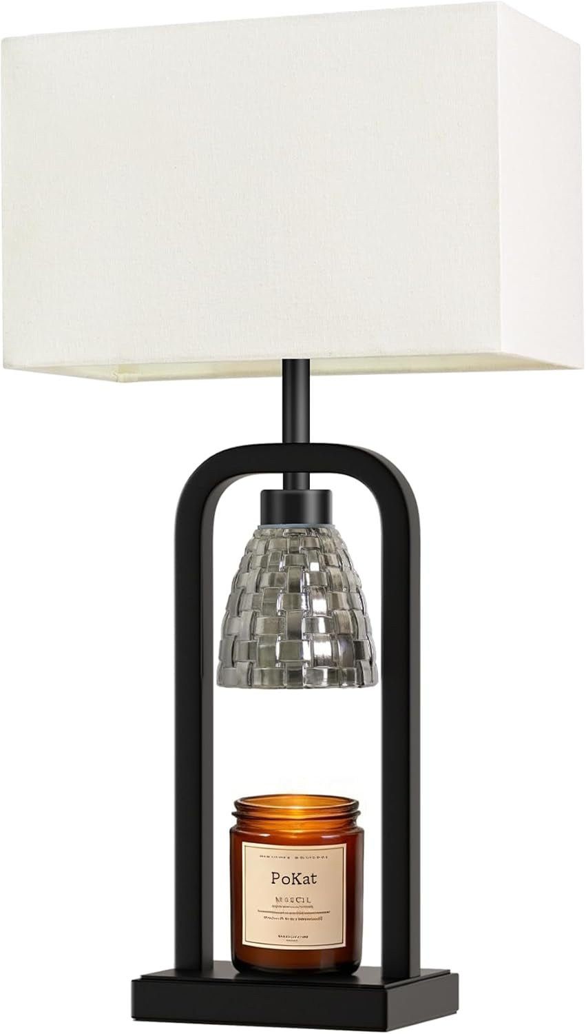 Electric Candle Warmer Lamps Gold, Lamp Candle Warmers with Timer Dimmer, Wax Light Warming Table Lamps Set of 2 for Jar Candles, Modern Bedside Lamp for Home Decor Living Room, Bulb Included
