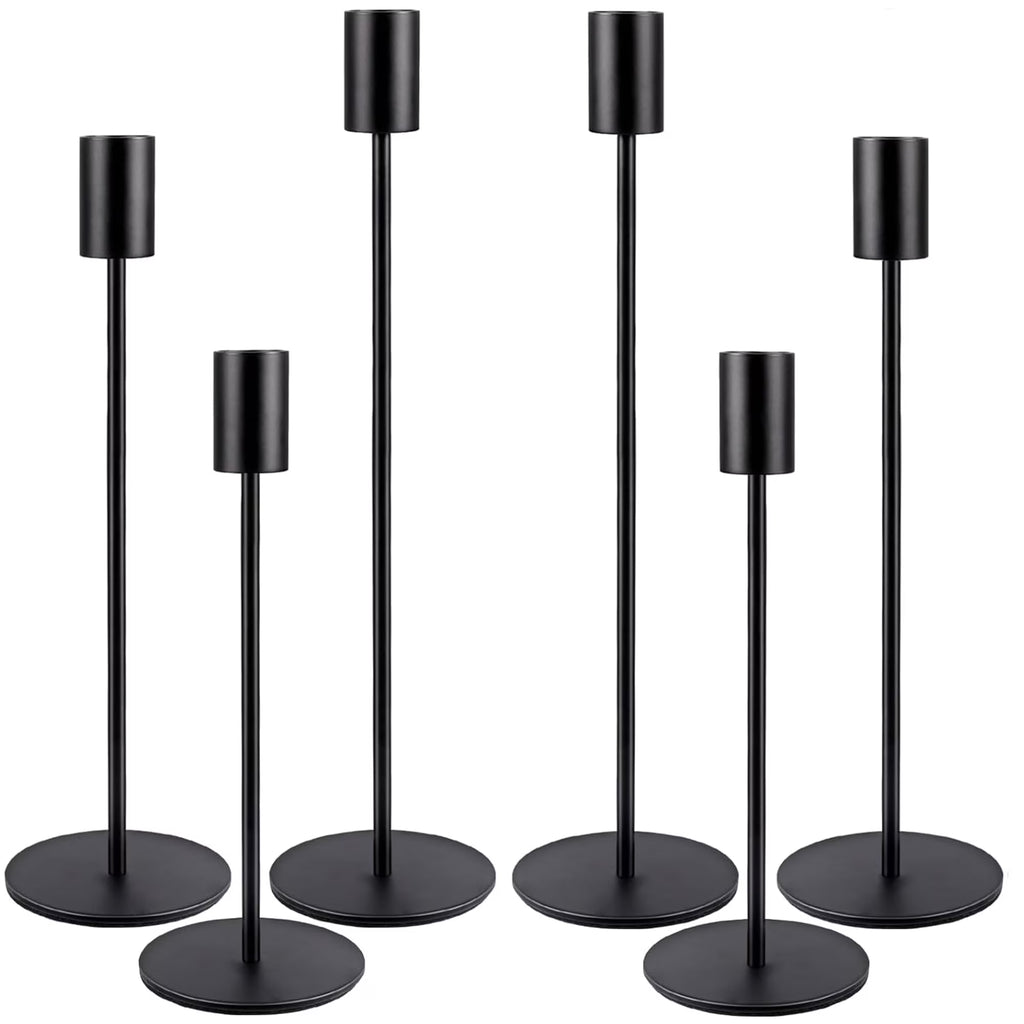 Matte Black Taper Candle Holders, 6 Pack Metal Candlestick Holders for Wedding, Dinning, Party