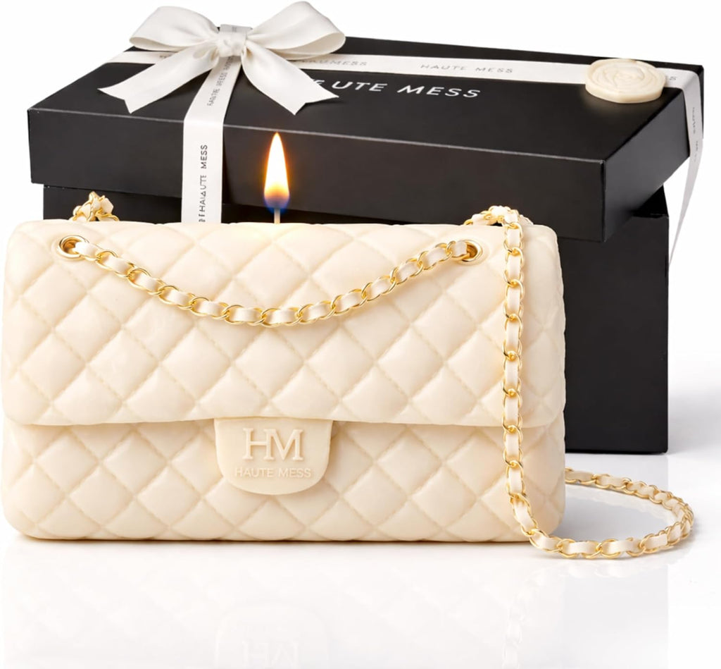 Handbag Candle in Giftbox - Haute Mess - Designer Gifts for Women - High End Luxury Candles for Women - Gift for Girlfriend - Luxury Gifts for Mom - Classy Bridal Shower Gift - Purse Candle