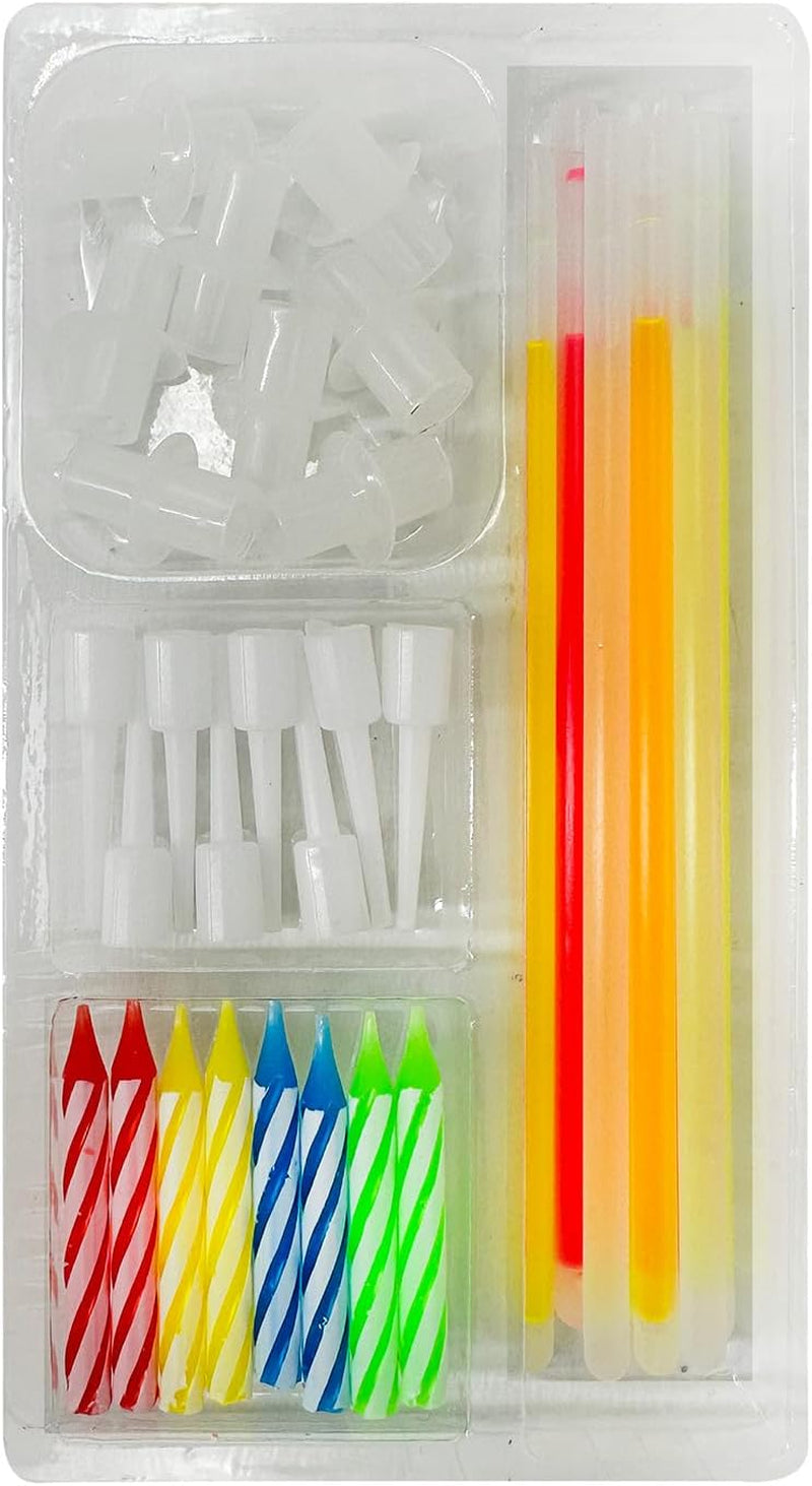 Glow Stick Birthday Candles for Cake, Glowing Party Favors, 2 Pack (16 Total)