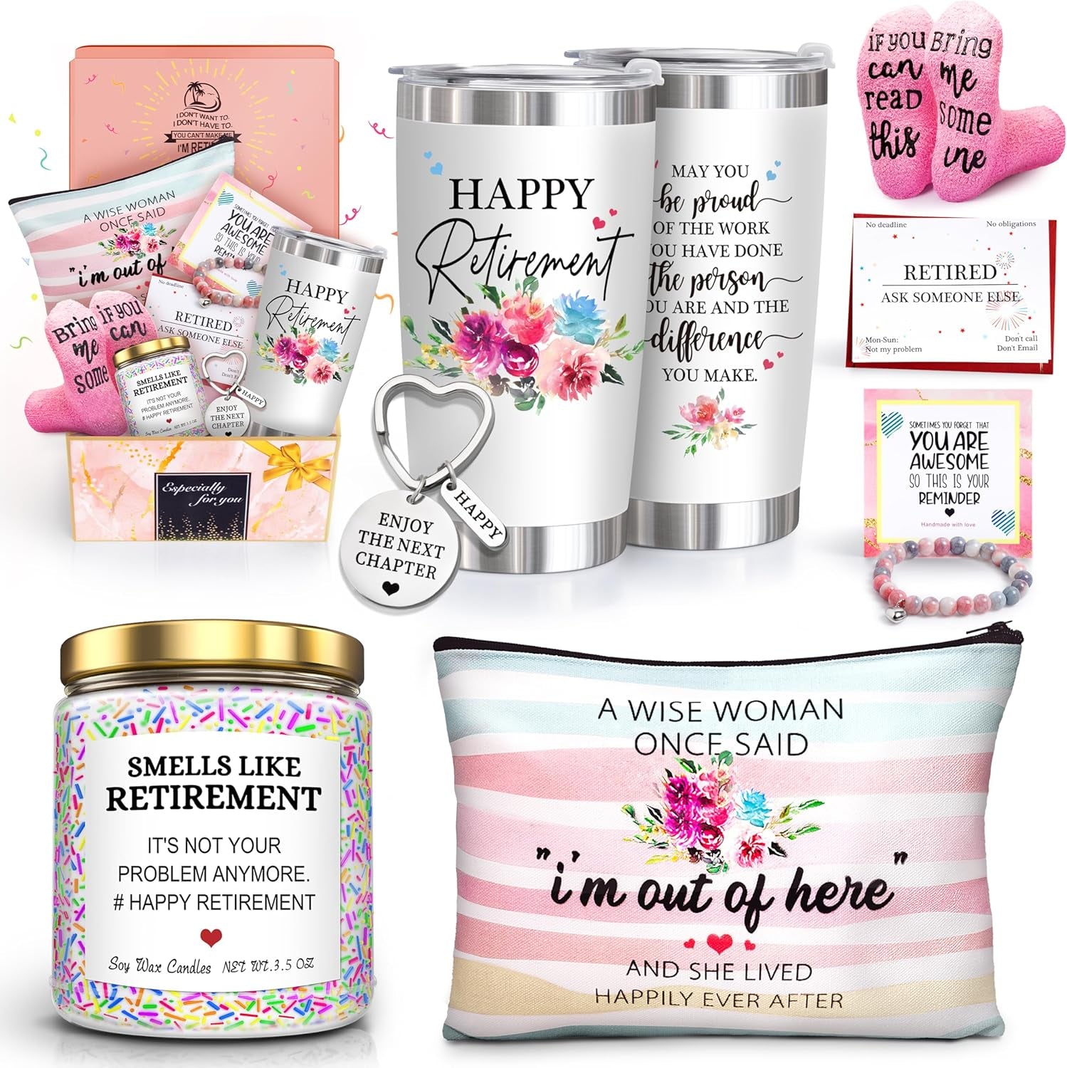 Retirement Gifts for Women 2026-Happy Retirement Gifts for Retirees，Teachers，Coworker，Nurses，Mom，Grandma，Unique Retired 20OZ Tumbler Gift Ideas for Coworkers Office & Family