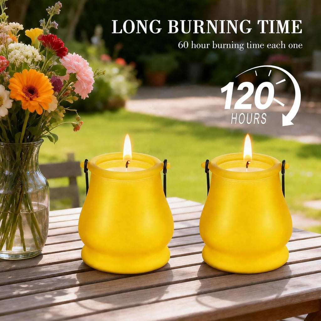 Citronella Candles Outdoor, 2 Pack 20Oz Soy Wax Large Citronella Candles, 120 Hours Long Lasting Lemongrass Jar Candles Lantern for Patio Garden Camping Balcony Backyard Home, Summer Gift