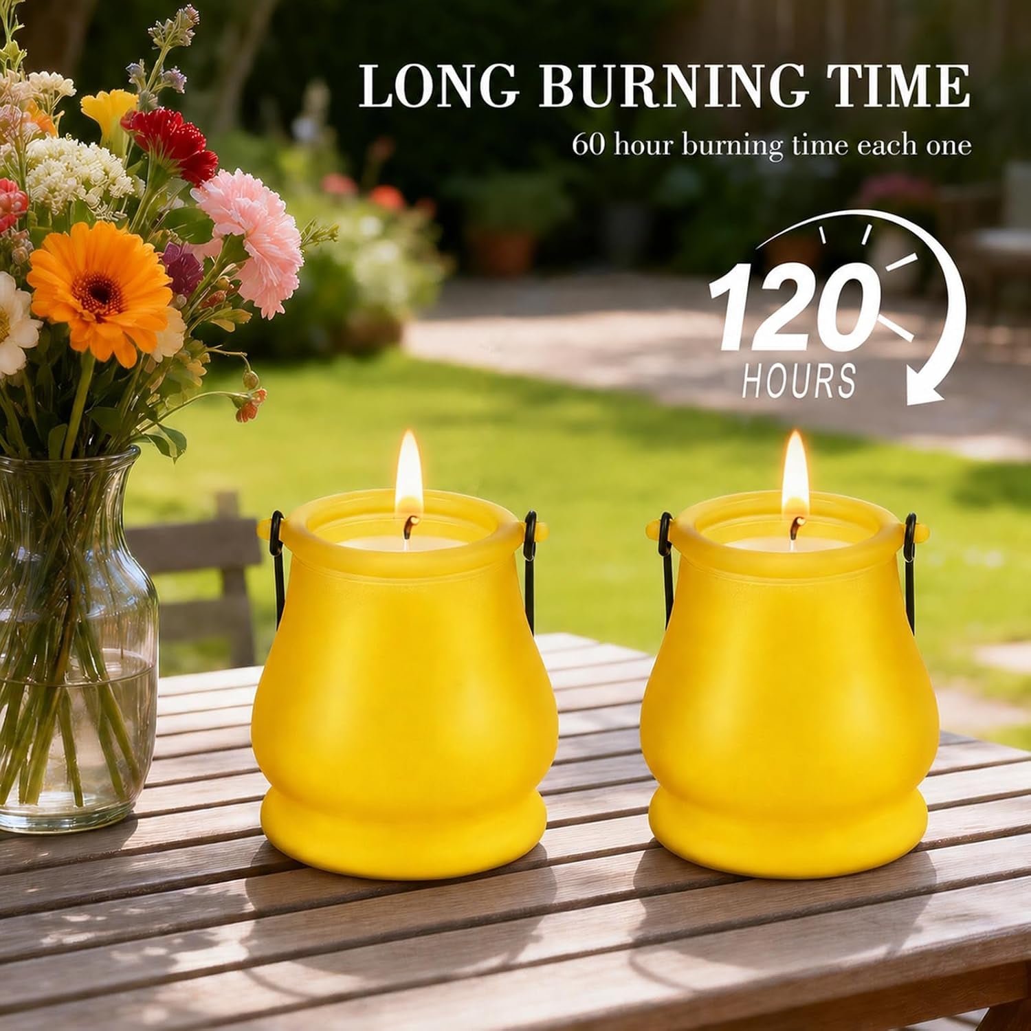 Citronella Candles Outdoor, 2 Pack 20Oz Soy Wax Large Citronella Candles, 120 Hours Long Lasting Lemongrass Jar Candles Lantern for Patio Garden Camping Balcony Backyard Home, Summer Gift