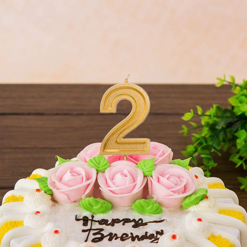 2.76 Inches Large Birthday Candles Gold Glitter Birthday Cake Candles Number Candles Cake Topper Decoration for Wedding Party Kids Adults (5)
