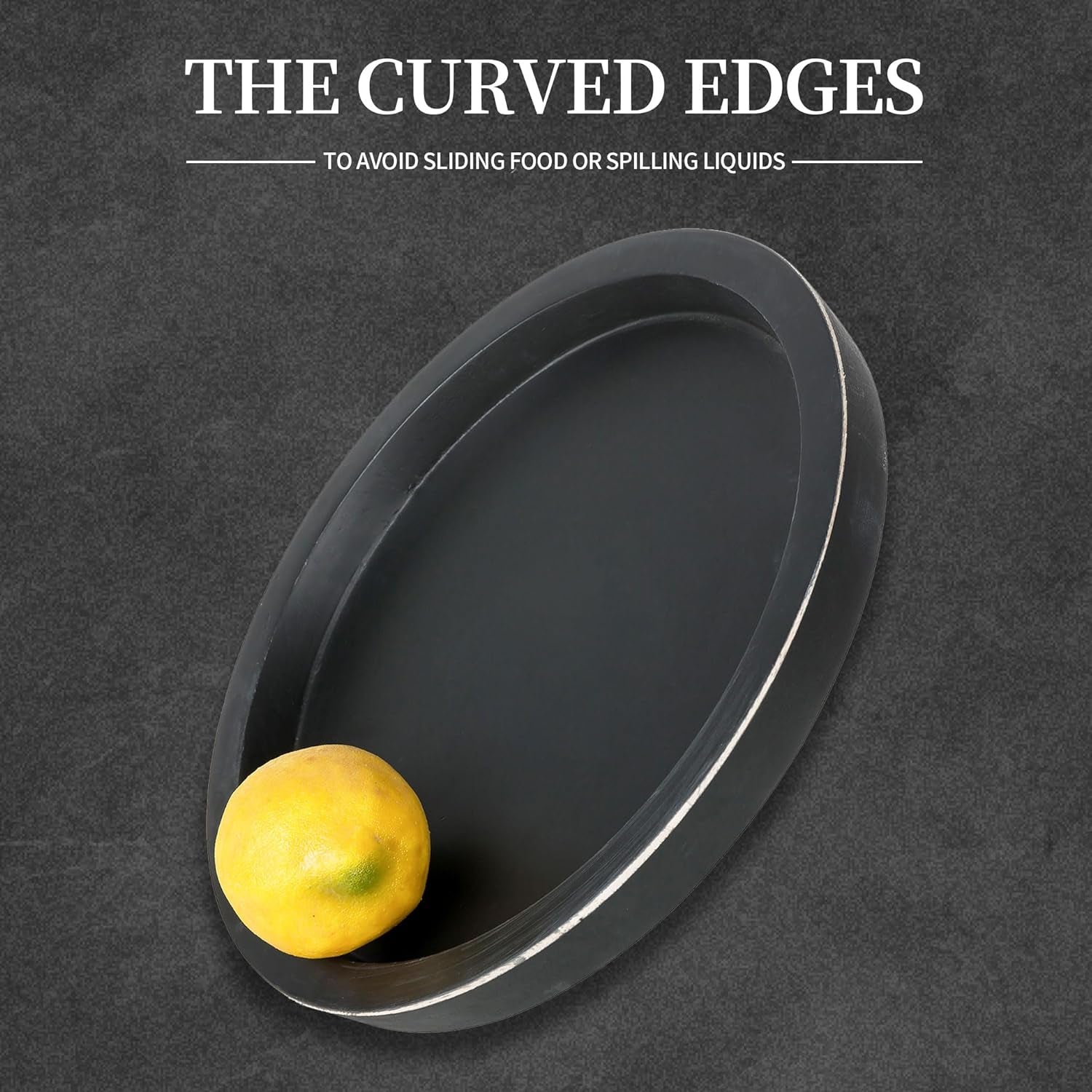 Black round Decorative Coffee Tray Wooden Trays for Coffee Table Centerpieces Di