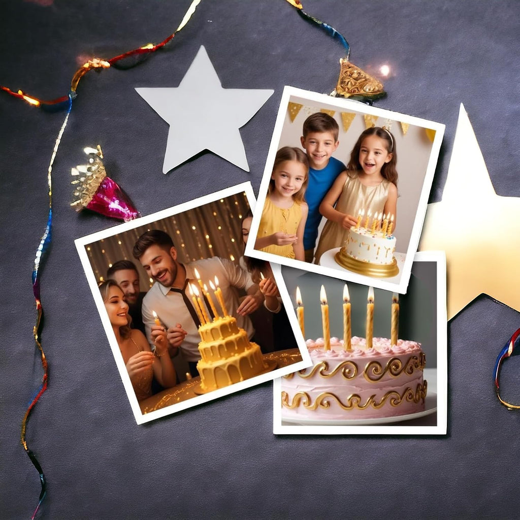Birthday Candles, Gold Birthday Candles for Cakes, Pack of 12 Party Spiral Candles with Gold Candle Holders, Candles for Wedding, Birthday, Party Decorations, Anniversary and Meetups
