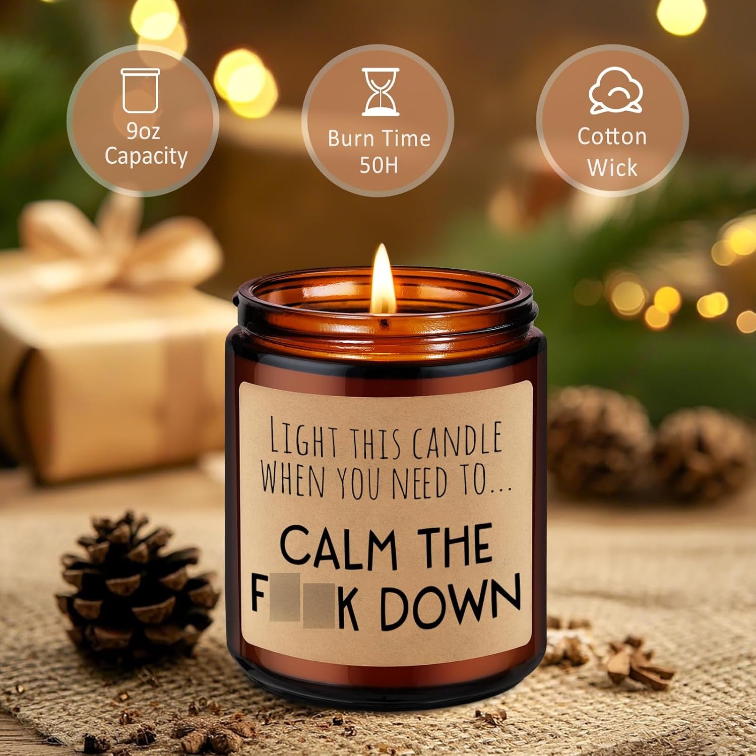Calming Candle, Stress Relief Gifts for Women, Relaxing Gifts for Men, People - Anxiety Relief Items - Fathers Day, Calm Down, Birthday Funny Aromatherapy Candles for Women Friend Coworker Mom