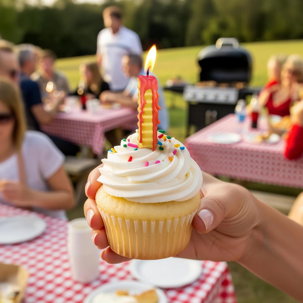 HOT and Crispy French Fry Party Candles, Set of 6, Ketchup Drip Melting Effect, Fun Birthday Cake Toppers and Food-Themed Celebration Decor