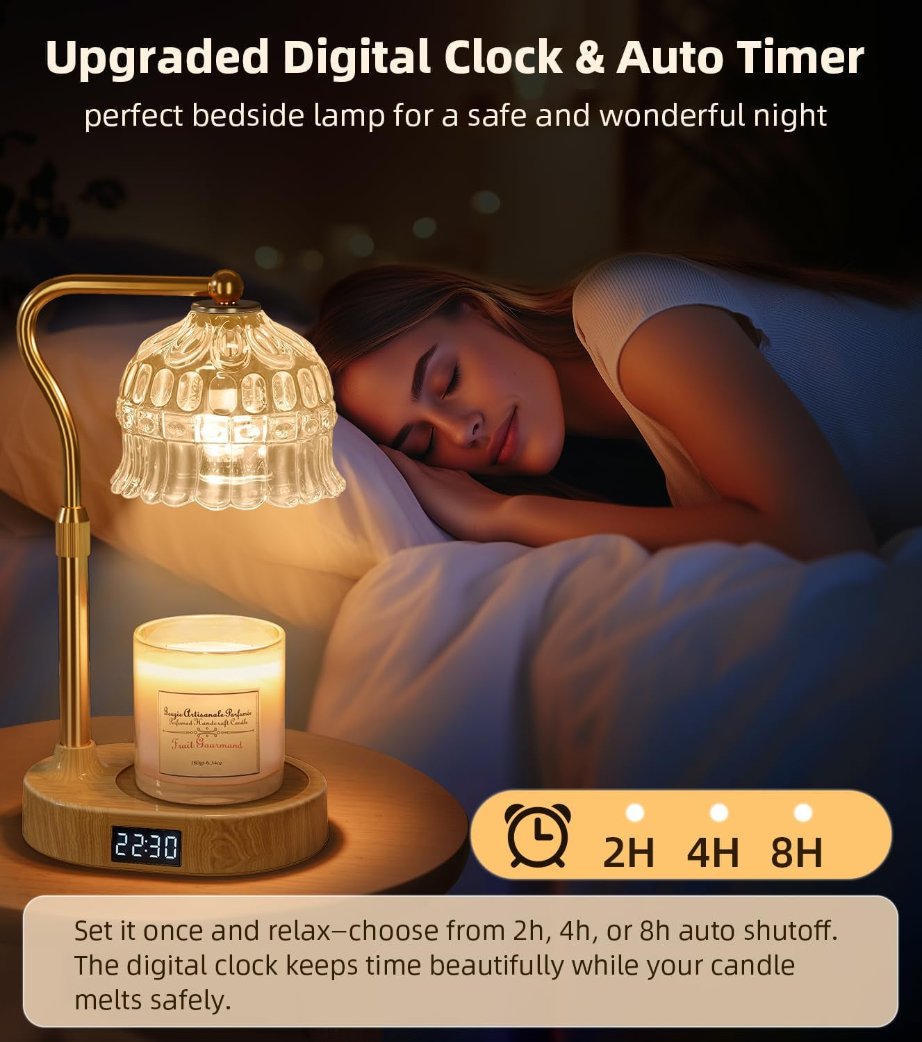 Candle Warmer Lamp with Timer | Adjustable Height & Dimmable | Base Control with GU10 Heating Bulb | Stylish Flameless Wax Melter for Large Jar Candles | Ideal Gift for Home Room Decor