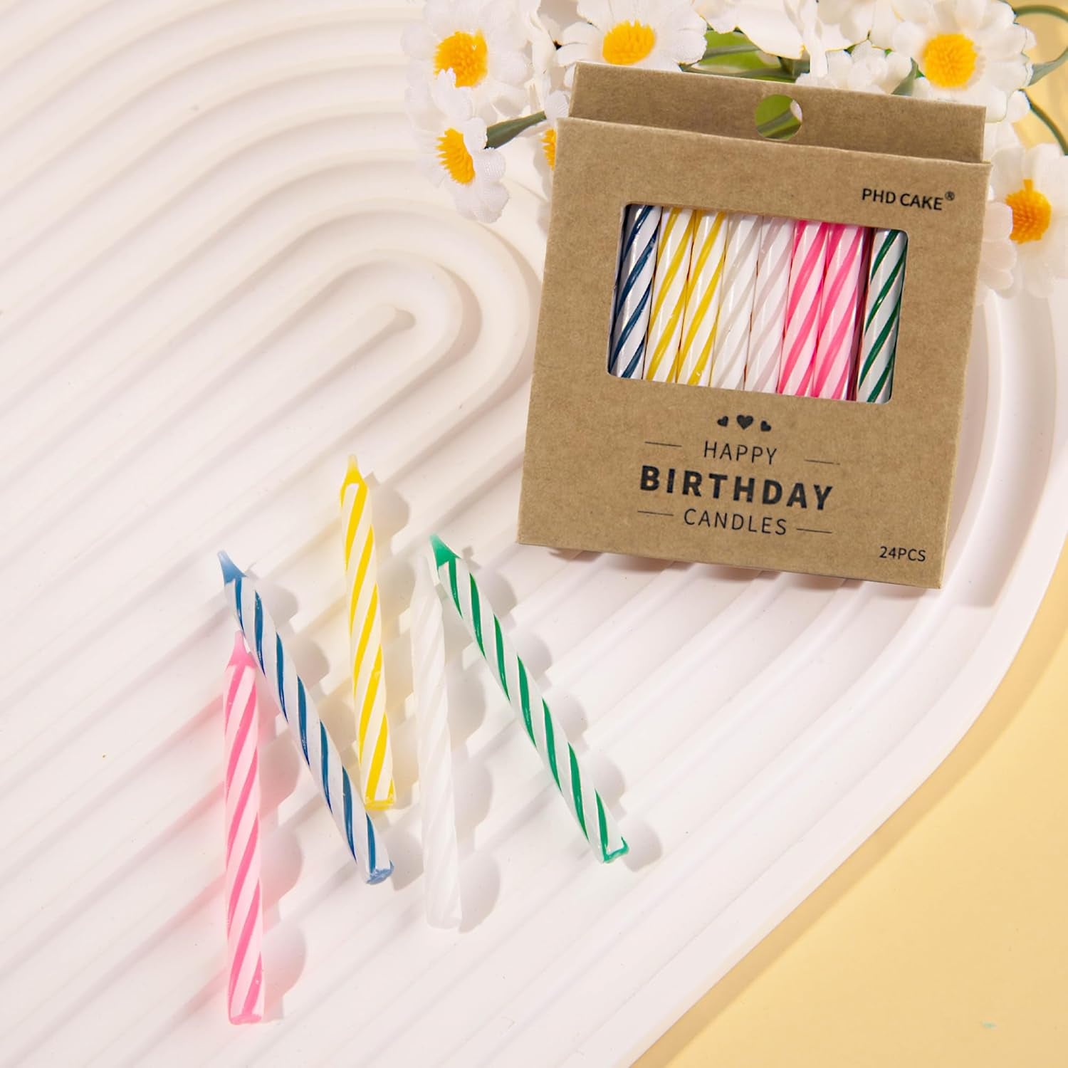 144-Count Multicolored Spiral Birthday Candle, Birthday Candles for Cake, Cupcake Candles, Party Celebration