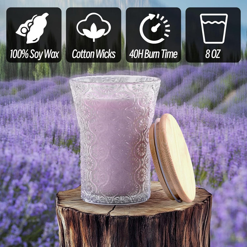 Lavender Candle, 8 OZ Scented Candles Soy Jars Candles for Women Galentines Valentines Mother'S Day Gift, Aromatherapy Purple Candles for Home Scented Bridal Shower