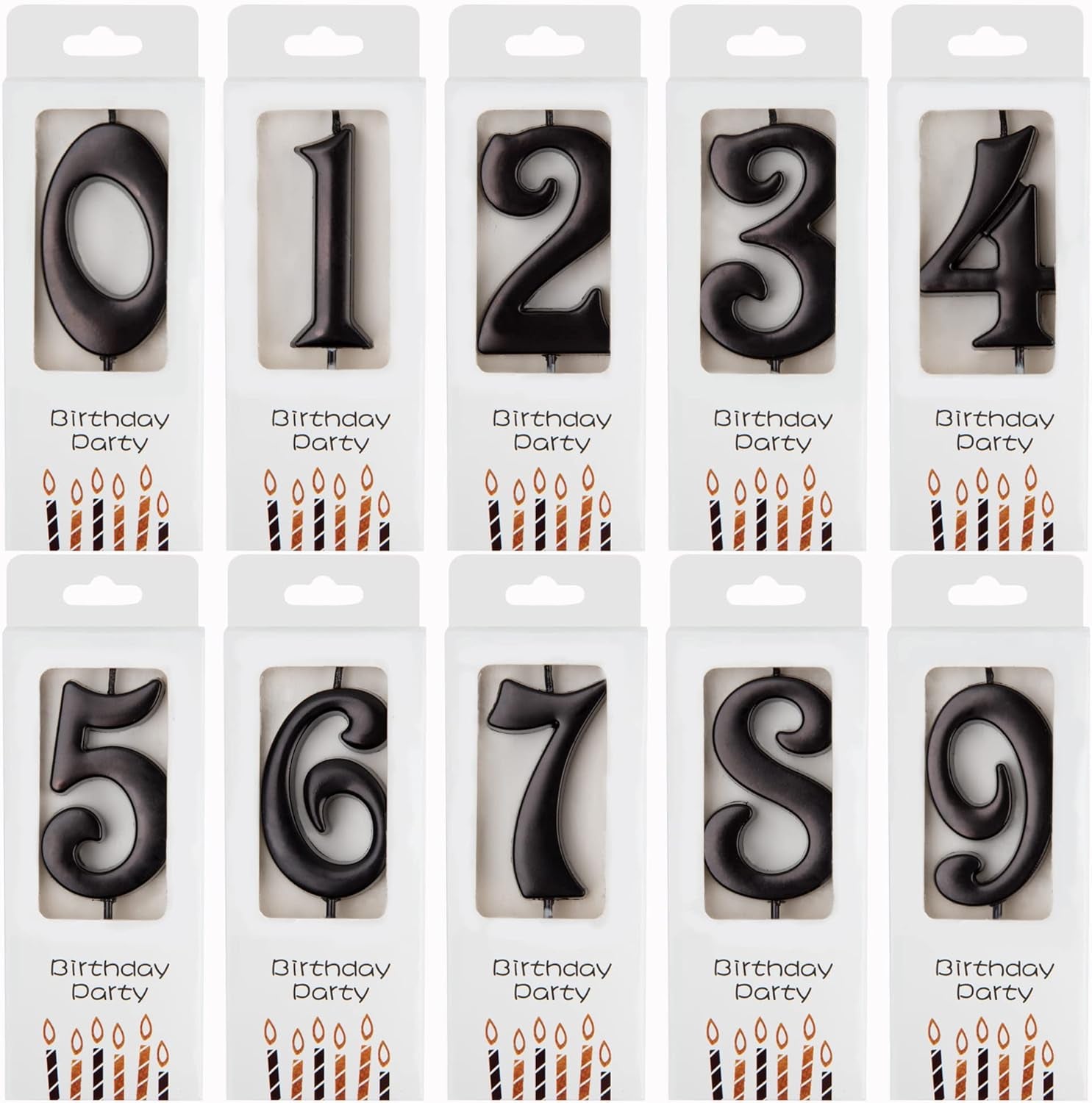 10-Count 0-9 Black Number Birthday Candles, Number One Birthday, Black Number Candles, Party Celebration, Baby Showers