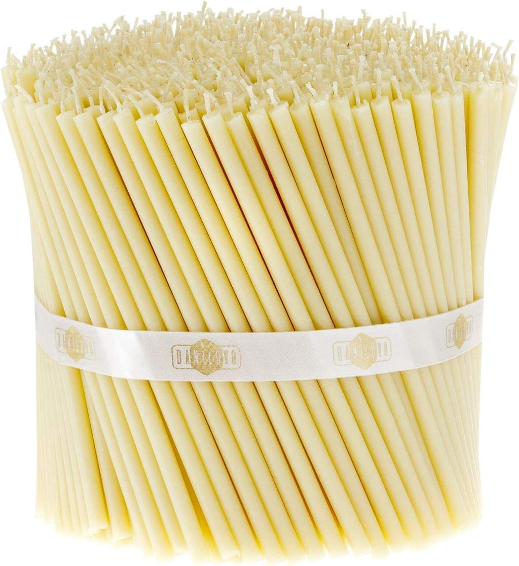 Thin Taper Beeswax Candles - Honey-Scented, Decorative Candles Ideal for Birthday Decoration or Church Prayers - White Drip Free, Tall & Smokeless Pack of 50 Pcs, 5.9 X 0.2 Inch