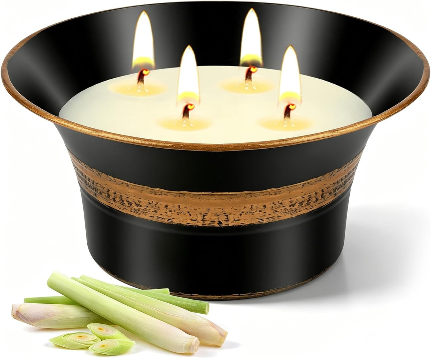 Citronella Candles Outdoor, 4 Wick Large Citronella Candle, 90 Hours Long Lasting Burn, 18 OZ Natural Soy Wax Candles for Patio, Backyard, Camping, Deck, Balcony, Garden, Indoor and Summer Parties
