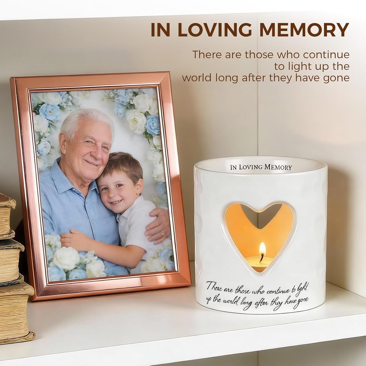 Sympathy Memorial Gifts for Loss of Mom, Dad, or Husband -Ceramic Bereavement Votive Candle Holders Gifts Grief Condolences Gift Funeral Favor in Memory of Loved One (With 10 Tealight Candles)