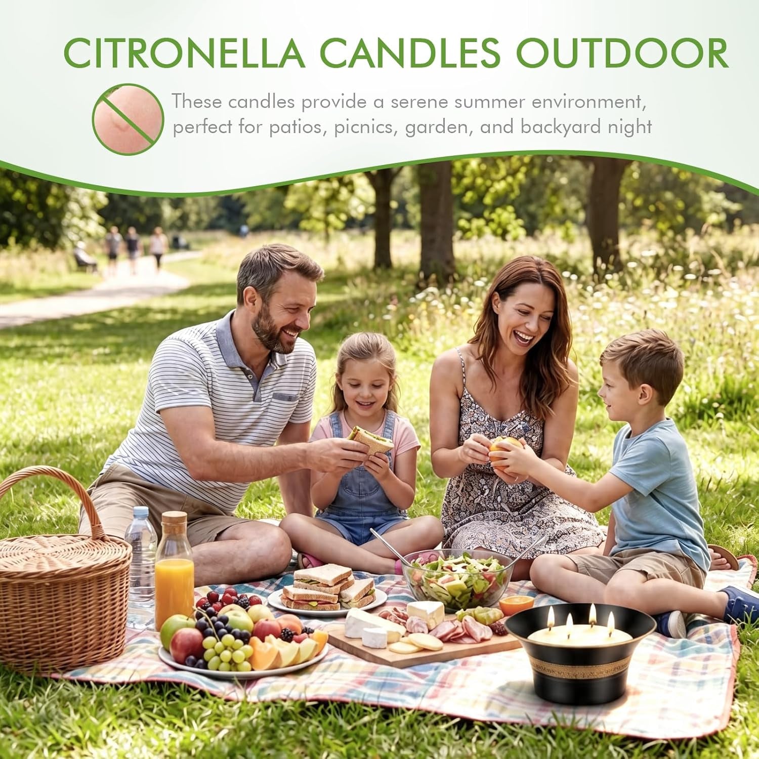 Citronella Candles Outdoor, 4 Wick Large Citronella Candle, 90 Hours Long Lasting Burn, 18 OZ Natural Soy Wax Candles for Patio, Backyard, Camping, Deck, Balcony, Garden, Indoor and Summer Parties