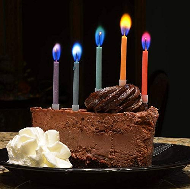 Amazing  Multicolor Happy Birthday Candles and Holders (12 Count),Unscented