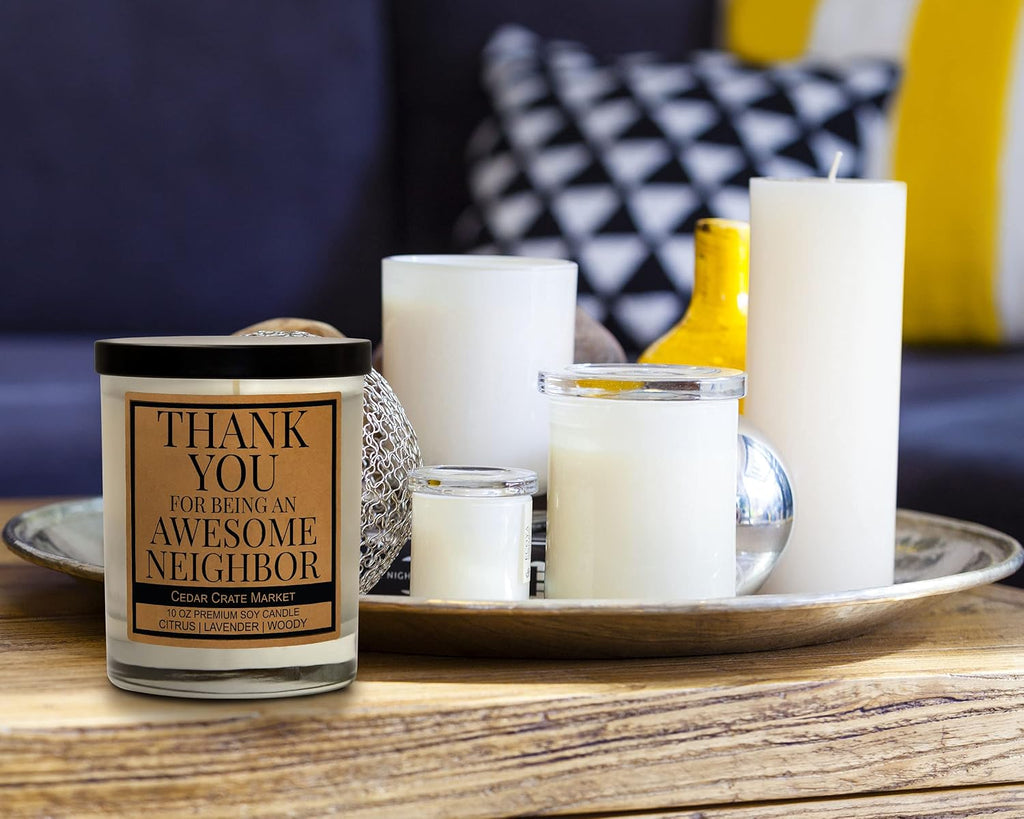 Housewarming Gifts New Home for Women, Men Couples 2025 - Thanks for Being an Awesome Neighbor, Funny House Warming Candle Present Ideas for New Apartment, Birthday, Moving, 100% Soy Wax, Made in USA