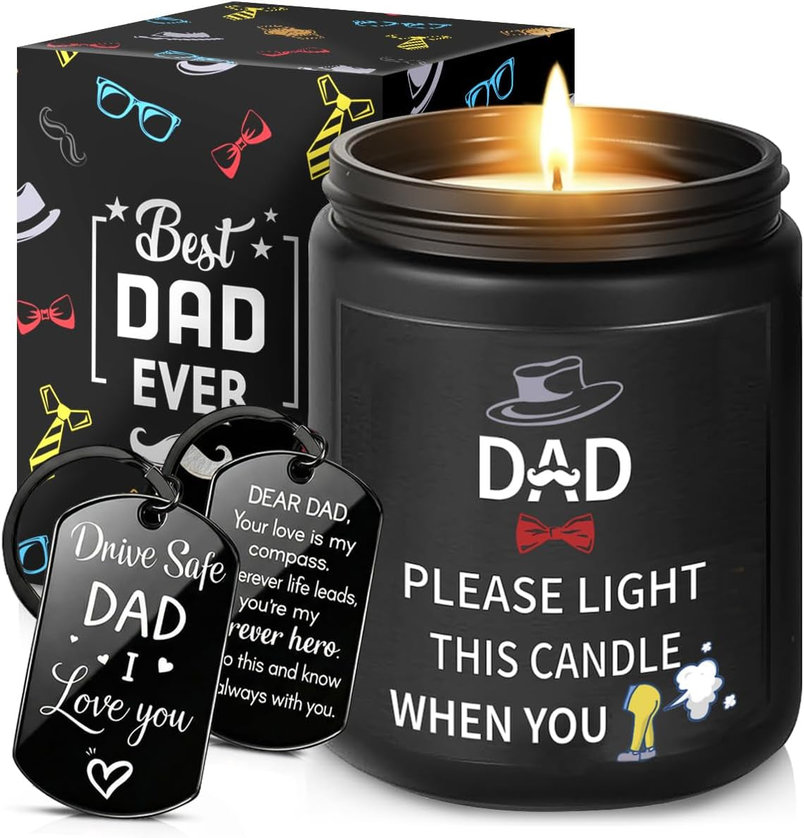 Gift Ideas for Dad - Fathers Day Christmas Birthday Gifts from Daughter Son, Funny Fart Candle Keychain for Dad