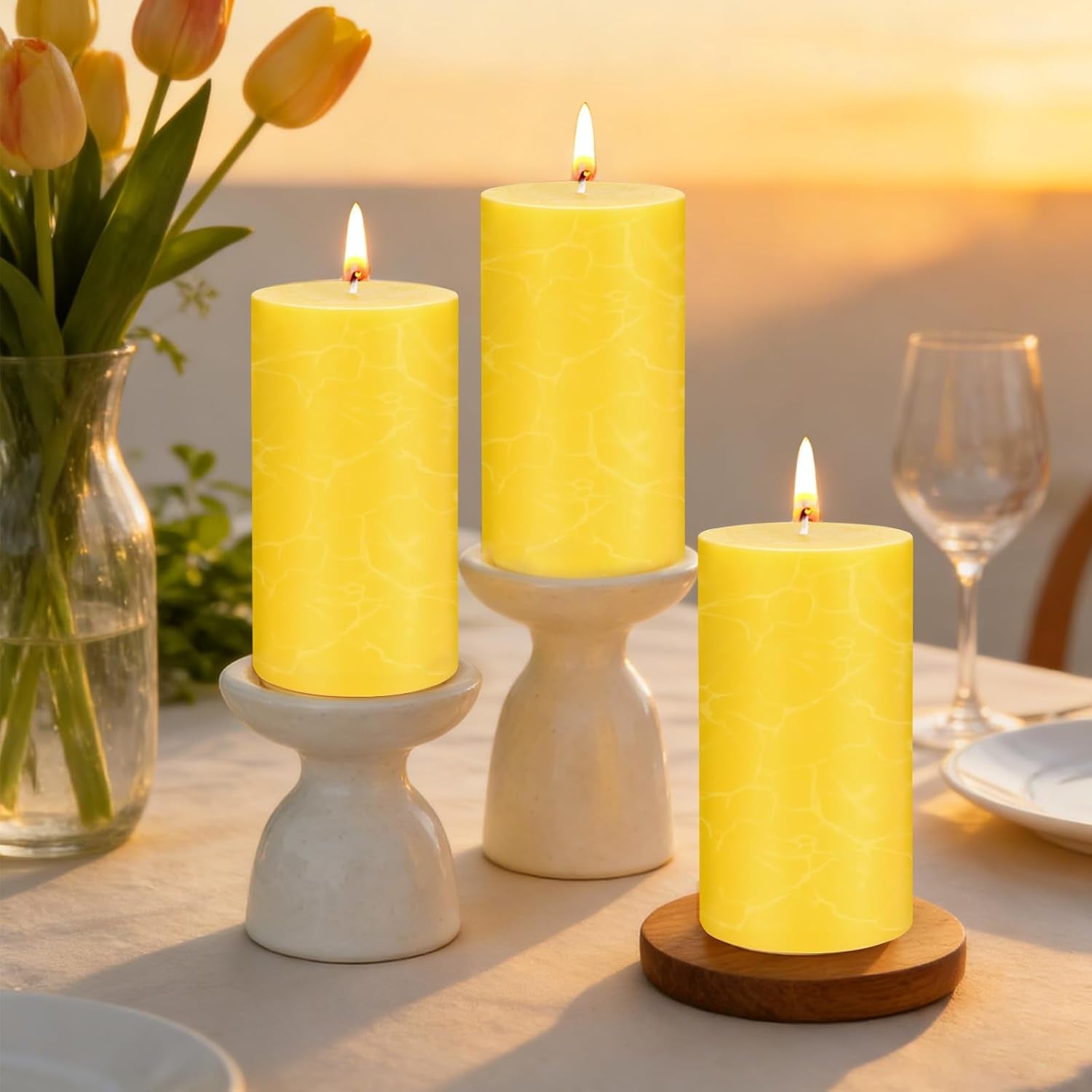 Citronella Candles Outdoor - Set of 6 Citronella Pillar Candles for Patio, Summer Outdoor Candles Bulk for Home, Soy Wax Candle for Garden Camping Party Yard Balcony,Wedding Decoration Candle for Home