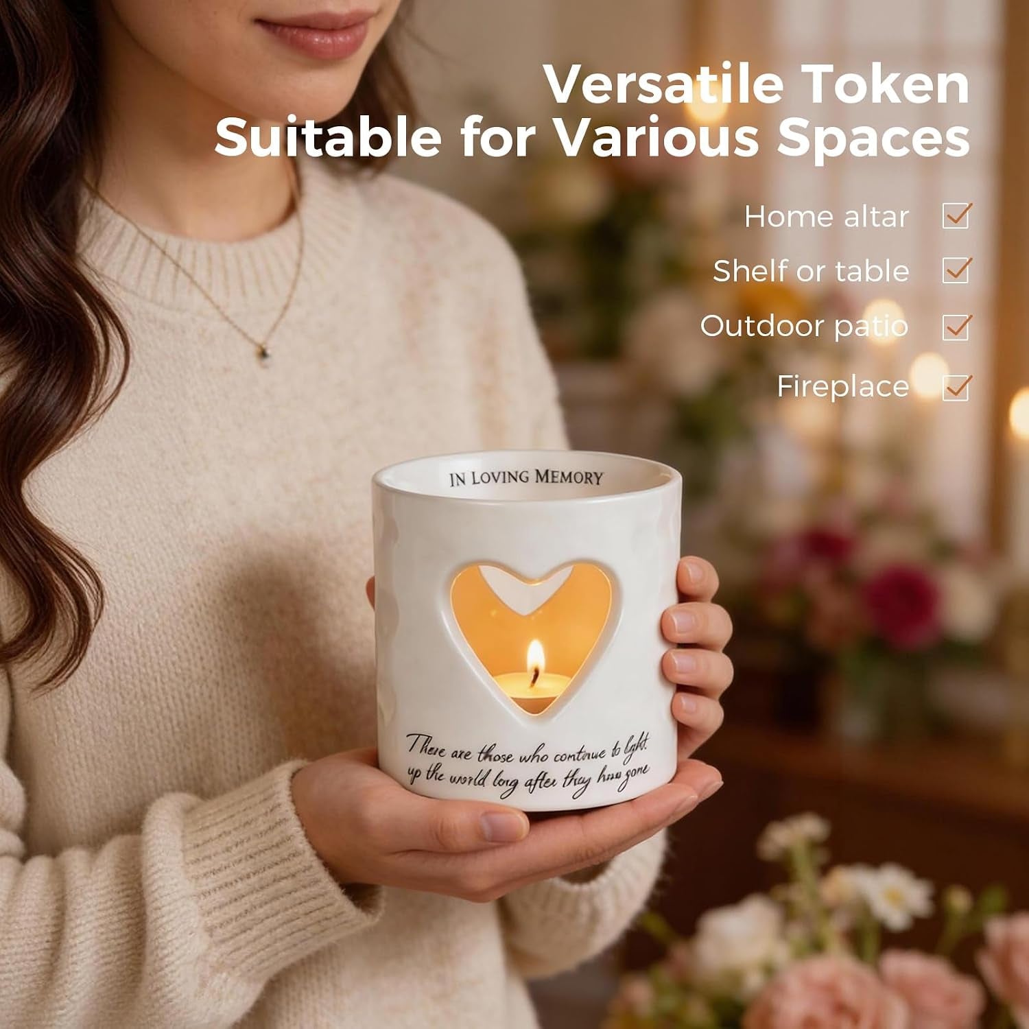 Sympathy Memorial Gifts for Loss of Mom, Dad, or Husband -Ceramic Bereavement Votive Candle Holders Gifts Grief Condolences Gift Funeral Favor in Memory of Loved One (With 10 Tealight Candles)