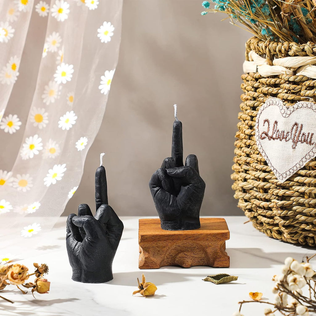 2 Pieces Small Middle Finger Aesthetic Candles Soy Wax Hand Shaped Candle Funky Room Decor Aesthetic Cool Trendy Modern Hippie Danish Room Decor