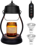 Candle Warmer Lamp, Dimmable Candle Warmer Lantern with Timer, Mothers Day Gifts for Women Mom, Office Home Decor, House Warming Gifts, Black Large Lantern Candle Lamp for New Home Bedroom Decor