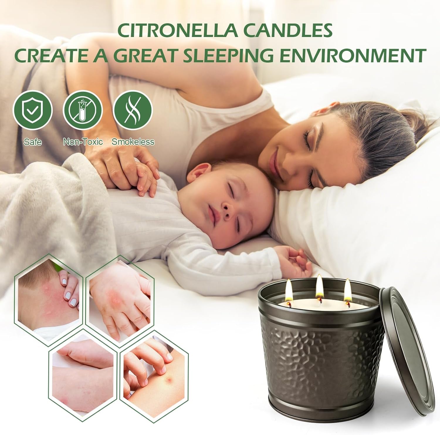 Citronella Candles Outdoor, Large Citronella Candle for Patio, 2 Pack Natural Soy Wax Outdoor Candles Bulk for Garden Yard Home Balcony Camping Backyard,Summer Candle Bulk for Home, Long Burning