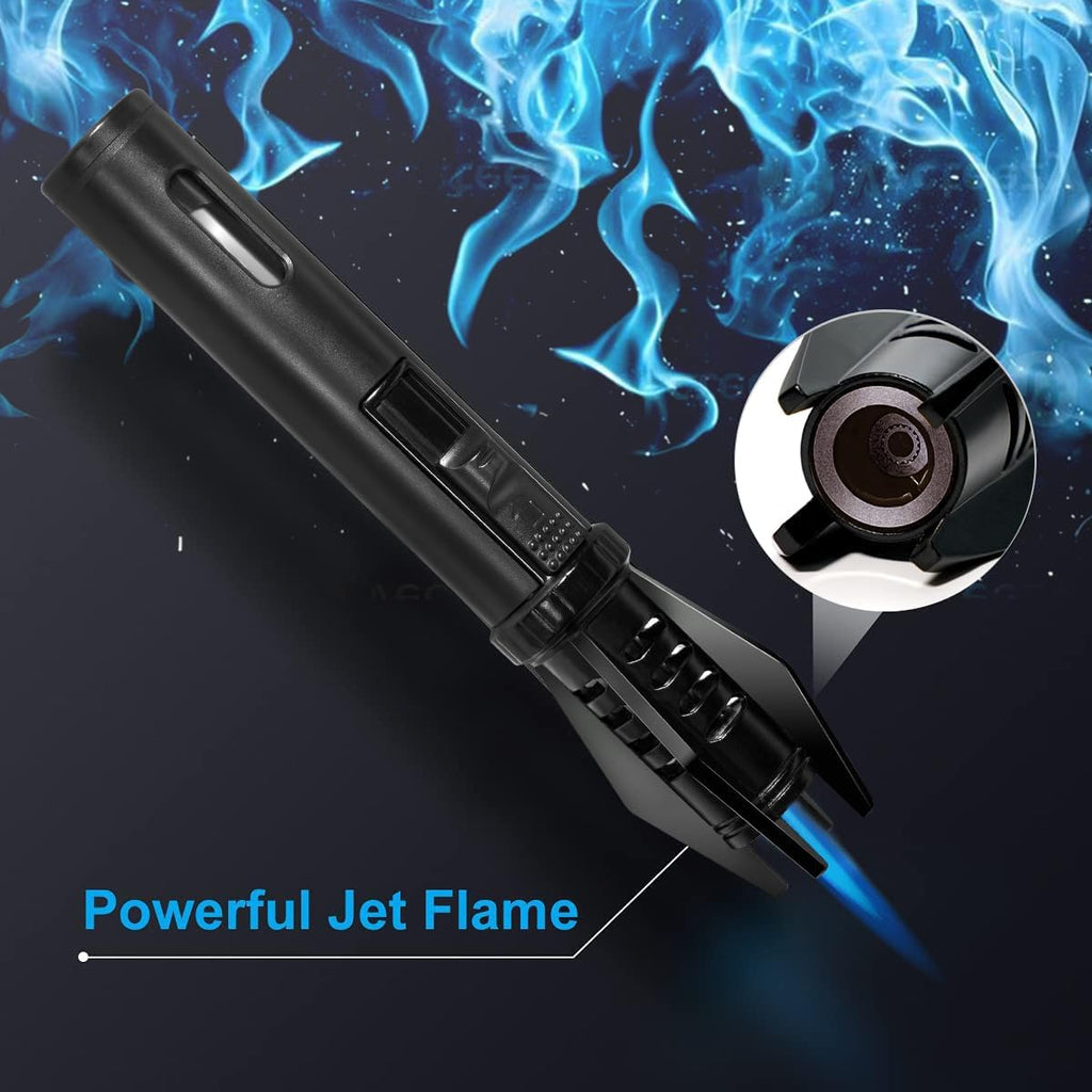 Portable Small Torch Lighter Handheld with Visual Window for Candles Grill Fireplaces Camping Stocking Stuffers Gifts for Men Dad, Butane Lighter Unique Birthday Gift Cool Gadgets(Gas Not Included)