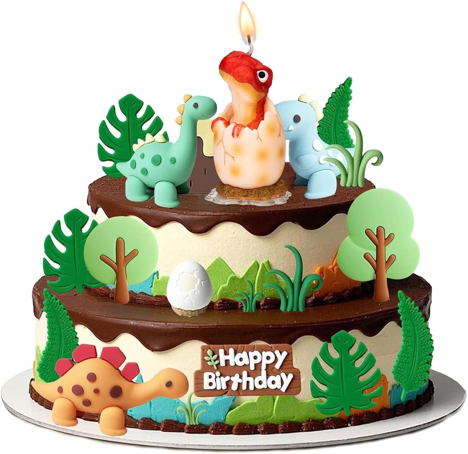 Large Dinosaur Birthday Candle - Red Dinosaur Cake Topper Candles for Kids, 3.6 Inches, Fun Dino Birthday Party Decoration