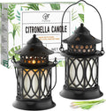 Citronella Candles Outdoor, 2 Pack Citronella Candle Lanterns with Lid, Soy Wax Outdoor Candles for Patio, Garden, Porch, Backyard, Camping & Summer Outdoor Decor