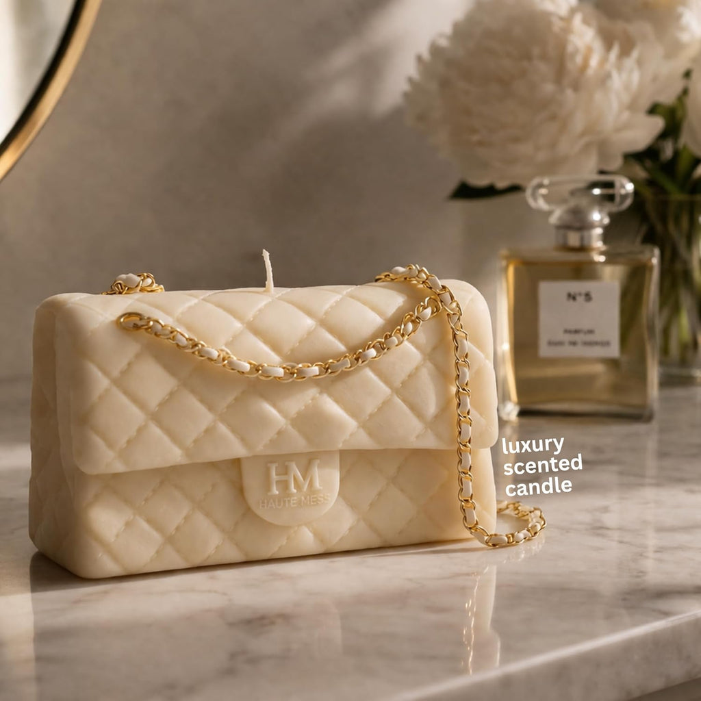 Handbag Candle in Giftbox - Haute Mess - Designer Gifts for Women - High End Luxury Candles for Women - Gift for Girlfriend - Luxury Gifts for Mom - Classy Bridal Shower Gift - Purse Candle