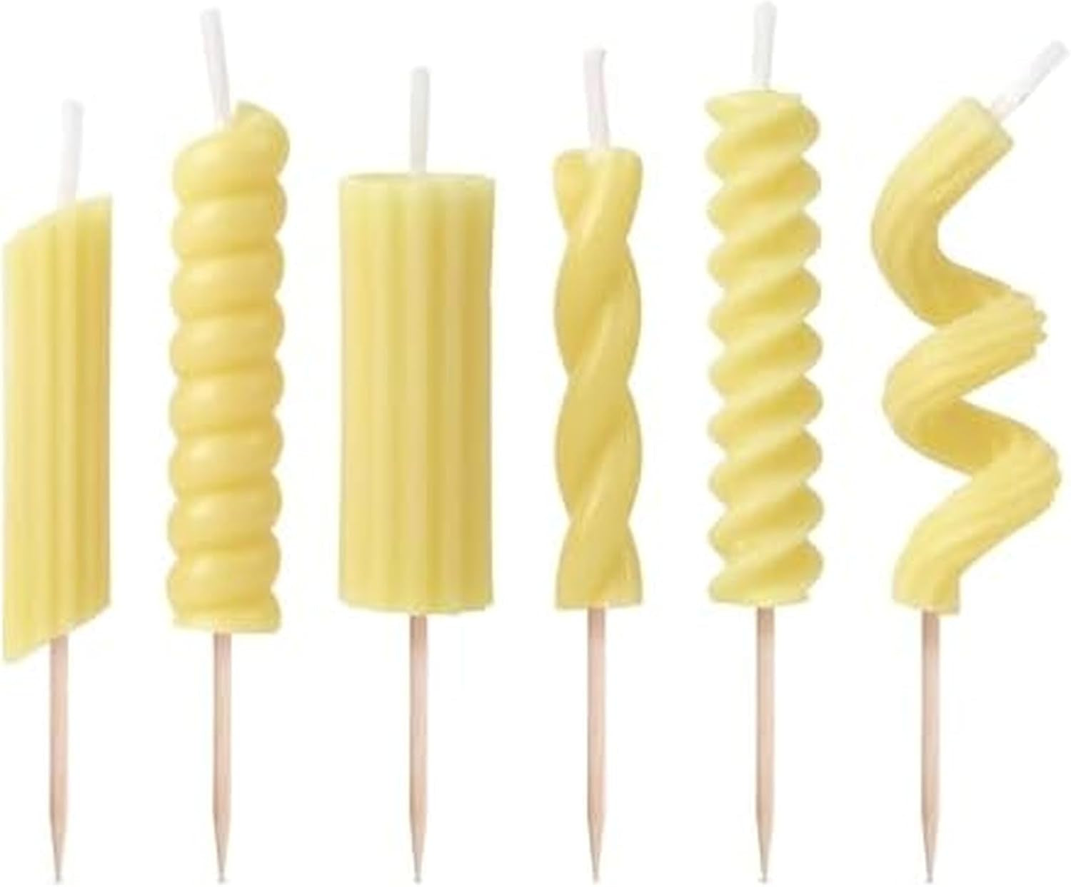 Pasta Party Noodle Candles, Set of 6 Quirky Pasta Noodle Shaped Birthday Candles, Fun and Unique, Gift-Ready Package