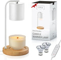 Candle Warmer Lamp with Timer and Dimmer & Includes 2 Bulbs, Electric Wax Candle Lamp Warmer for Jar Candles, Home Decor Aesthetic, and House Warming Gifts - White Wood