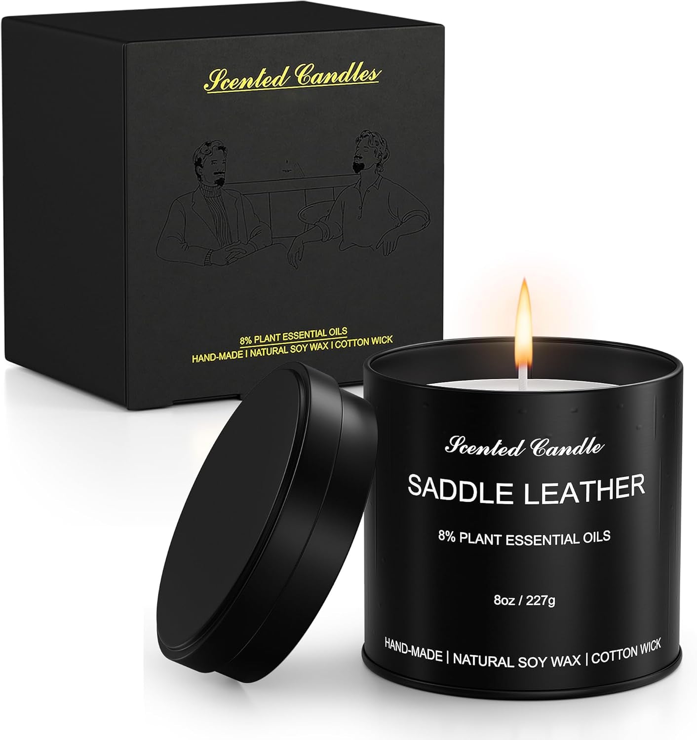 Men’S Scented Candles Set – Soy Wax Aromatherapy Candles for Men, Masculine Scented Candles with Essential Oils, Long Lasting Strong Scent, Luxury Gift Candles for Men,Dad,Him (8Oz)