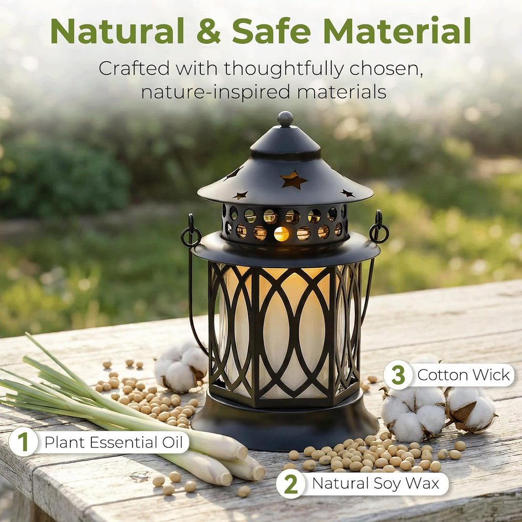 Citronella Candles Outdoor, 2 Pack Citronella Candle Lanterns with Lid, Soy Wax Outdoor Candles for Patio, Garden, Porch, Backyard, Camping & Summer Outdoor Decor