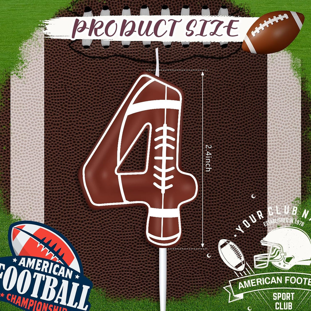 Football Birthday Number Candles Football Birthday Candle Sports Candles for Cake Topper for Boys Girls Kids Party Supplies Anniversary Celebrations Decorations(Number 4)