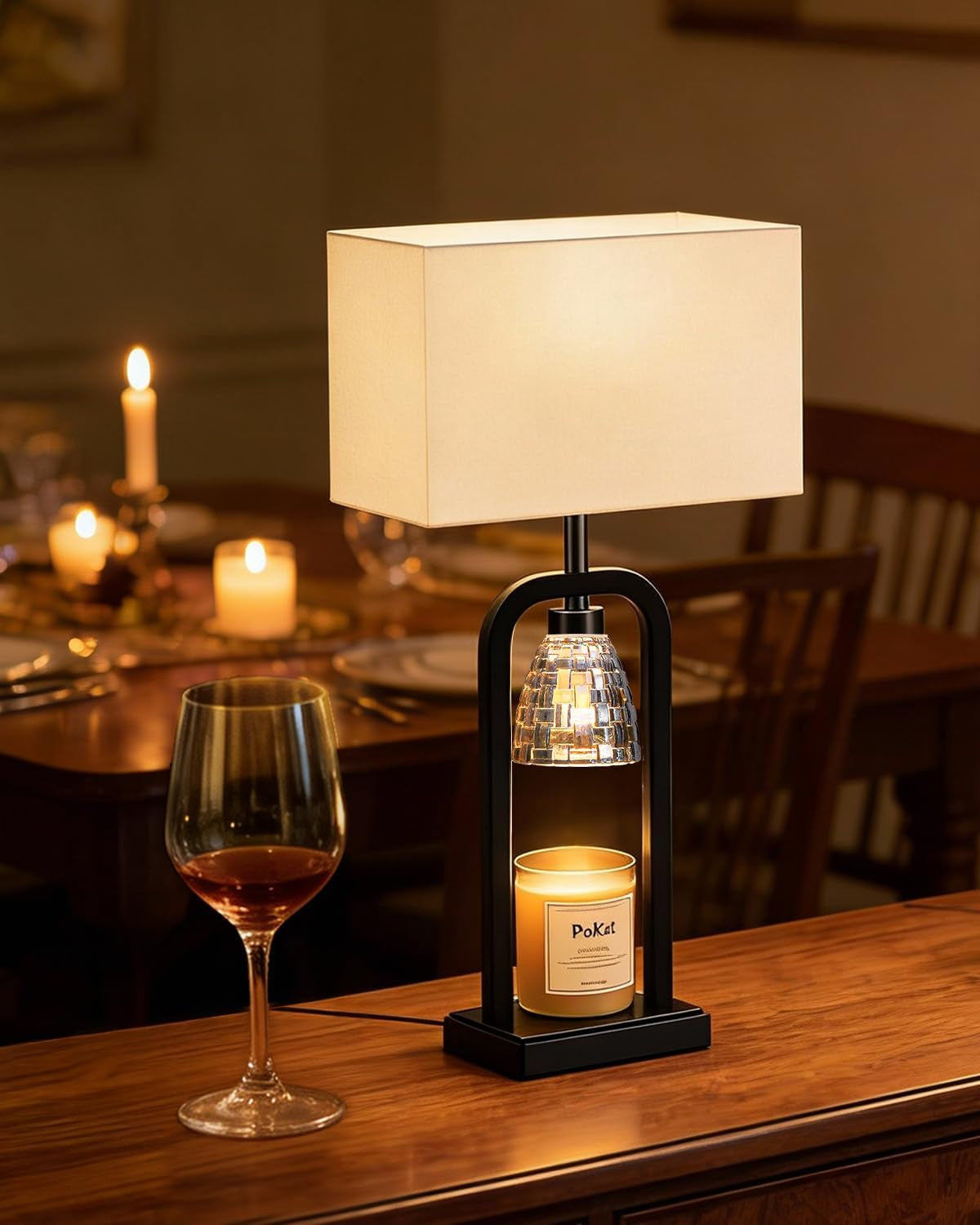 Electric Candle Warmer Lamps Gold, Lamp Candle Warmers with Timer Dimmer, Wax Light Warming Table Lamps Set of 2 for Jar Candles, Modern Bedside Lamp for Home Decor Living Room, Bulb Included