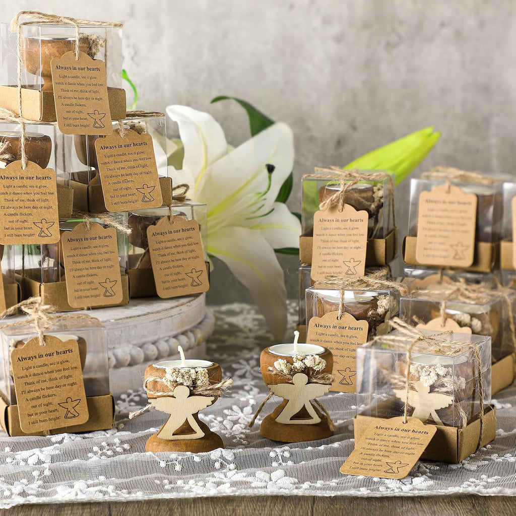 24 Set Funeral Memorial Candles Holders Funeral Keepsakes Favors Memorial Candle Holders 2.4 X 2.4 Inches Celebration of Life Supplies Sympathy Gifts Service Grief Share Gifts (Classic Style)