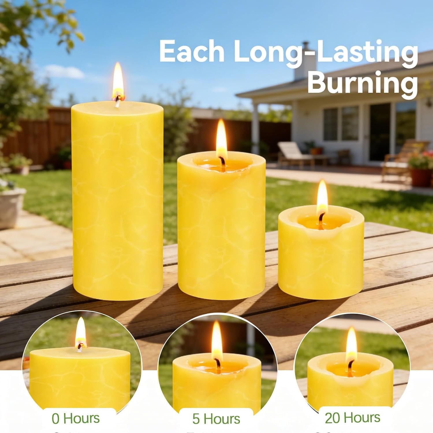 Citronella Candles Outdoor - Set of 6 Citronella Pillar Candles for Patio, Summer Outdoor Candles Bulk for Home, Soy Wax Candle for Garden Camping Party Yard Balcony,Wedding Decoration Candle for Home