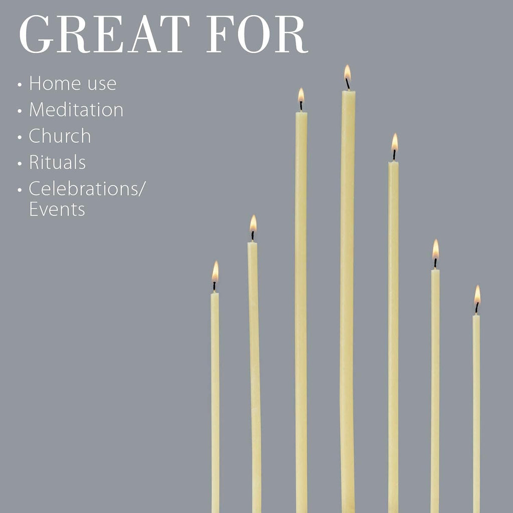 Thin Taper Beeswax Candles - Honey-Scented, Decorative Candles Ideal for Birthday Decoration or Church Prayers - White Drip Free, Tall & Smokeless Pack of 50 Pcs, 5.9 X 0.2 Inch
