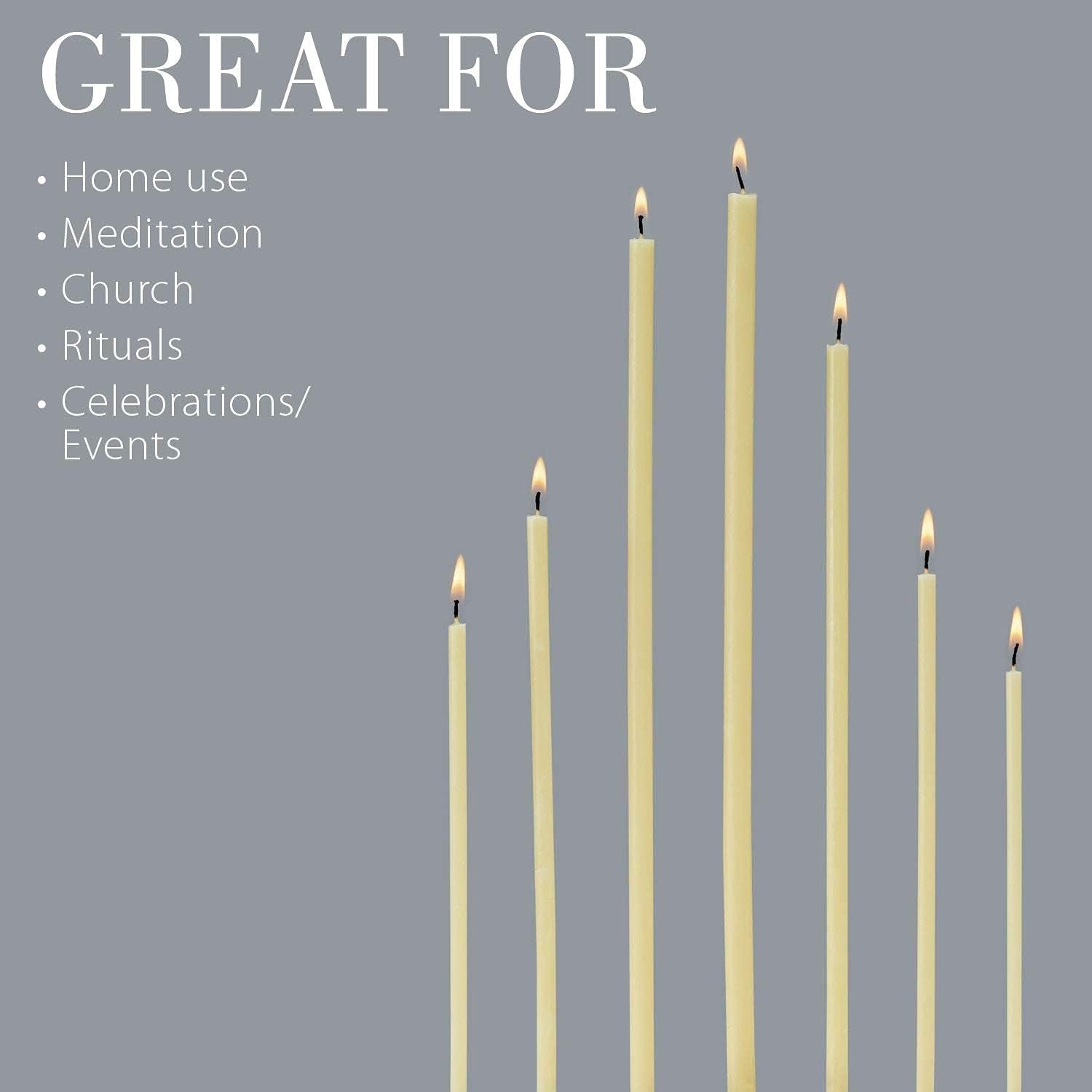 Thin Taper Beeswax Candles - Honey-Scented, Decorative Candles Ideal for Birthday Decoration or Church Prayers - White Drip Free, Tall & Smokeless Pack of 50 Pcs, 5.9 X 0.2 Inch