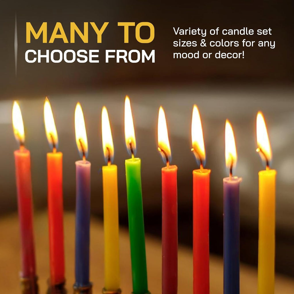 Thin Taper Beeswax Candles - Honey-Scented, Decorative Candles Ideal for Birthday Decoration or Church Prayers - Yellow Drip Free, Tall & Smokeless Pack of 50 Pcs, 6.4 X 0.22 Inch