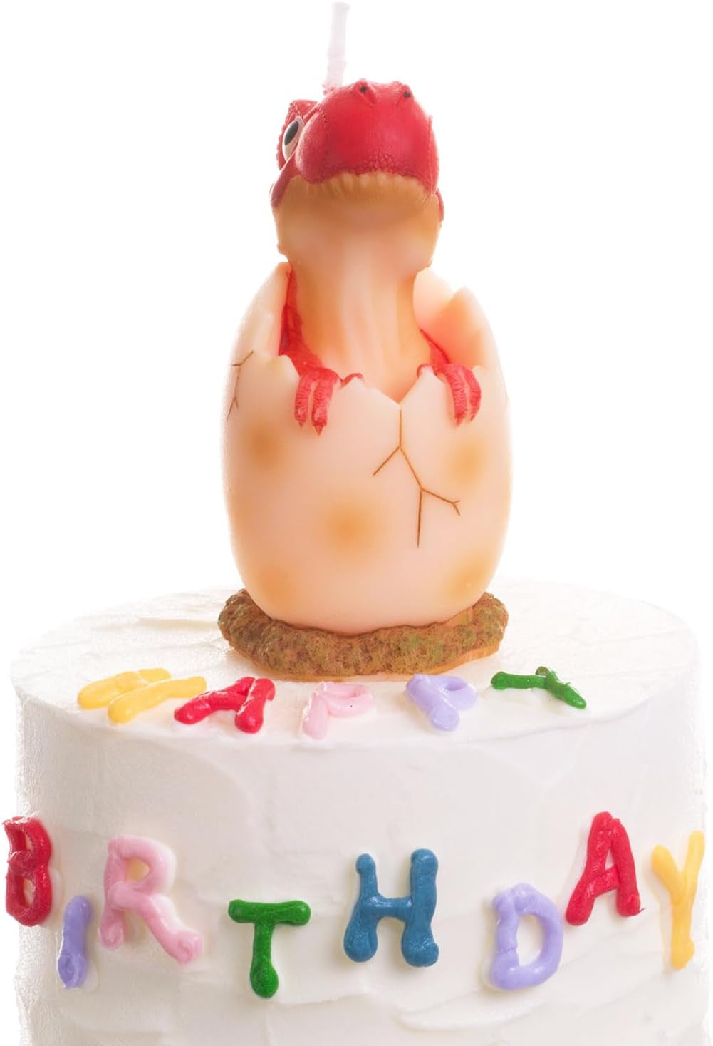 Large Dinosaur Birthday Candle - Red Dinosaur Cake Topper Candles for Kids, 3.6 Inches, Fun Dino Birthday Party Decoration