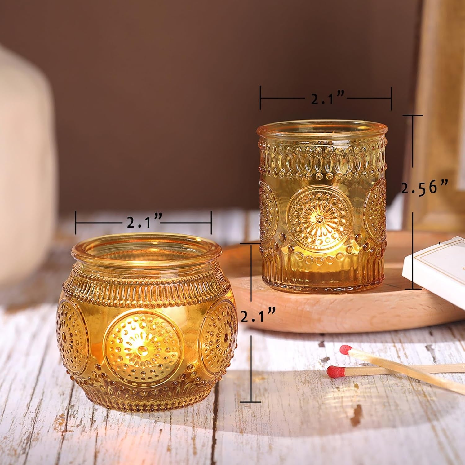 36 Pcs Amber Candle Holders - Vintage Candle Holder for Rustic/Boho Wedding Table Centerpieces, Bridal Shower, Baby Shower Decoration