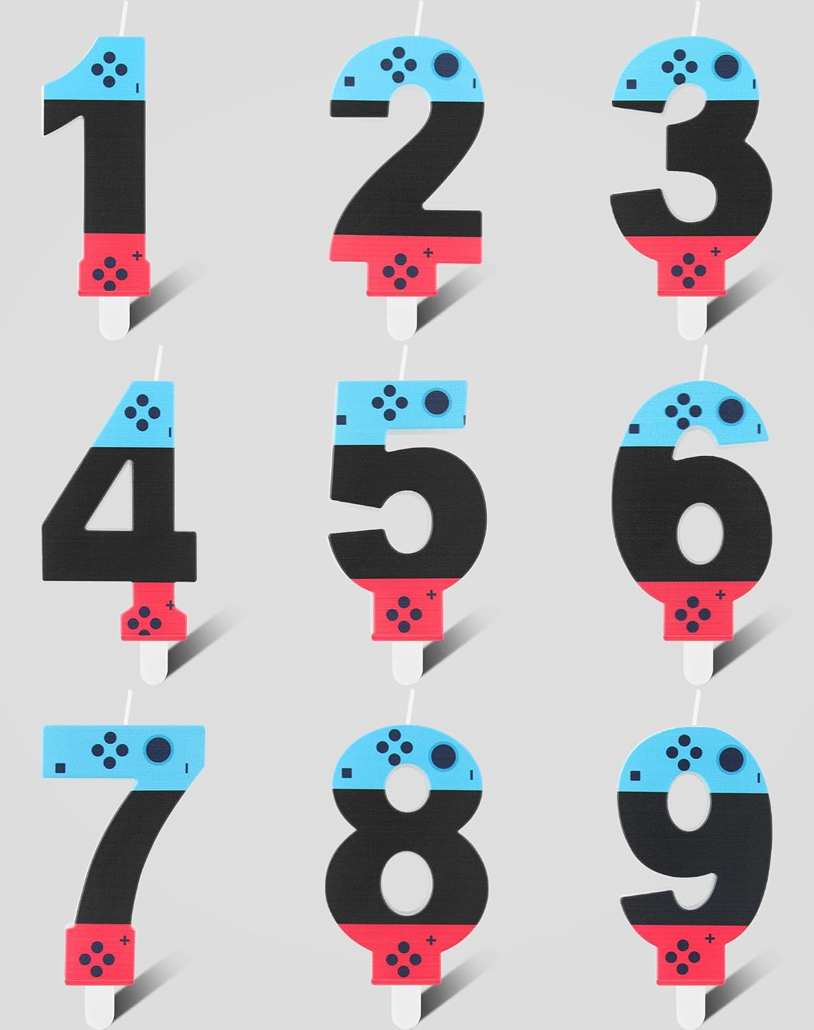 Level Birthday Candles,Level 2 Number Birthday Cake Candles,2Nd Boy Birthday Party Decor,Game Controller Gamepad Birthday Candles,Video Game Controller Themed Kids Boy Bday Party Supplies