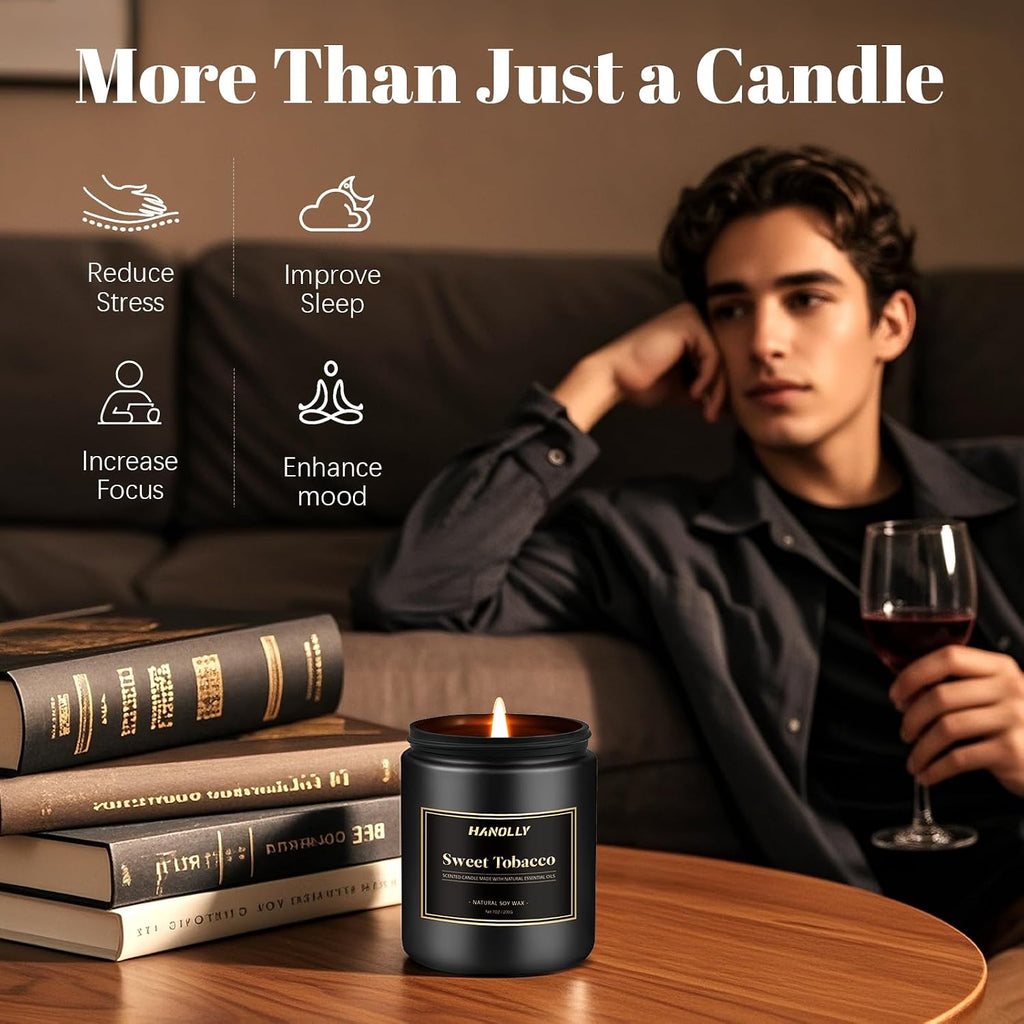 Mens Scented Candle Gift Set, 6 Pack Candles for Men, Gifts for Father, Dad, Husband or Boyfriend, Soy Candles for Home Scented, 42 Oz Long Lasting Aromatheraspy Candle, Maculine Jar Candle Kit