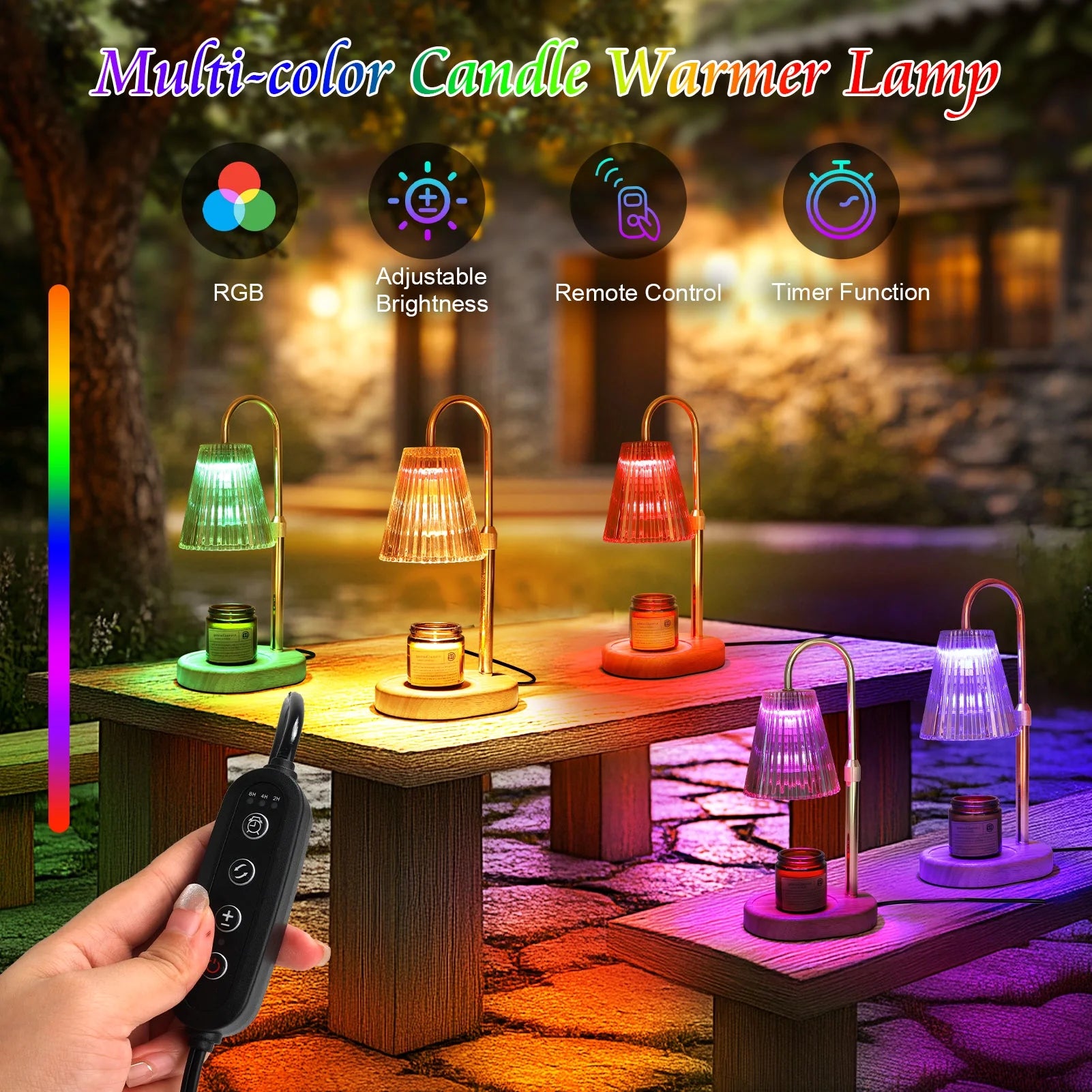 Candle Warmer Lamp with Timer, Dimmable Candle Warmer for Jar Candles, Height Adjustable Wax Melts Warmer, Birthday Gifts for Women Mom, House Warming Gifts