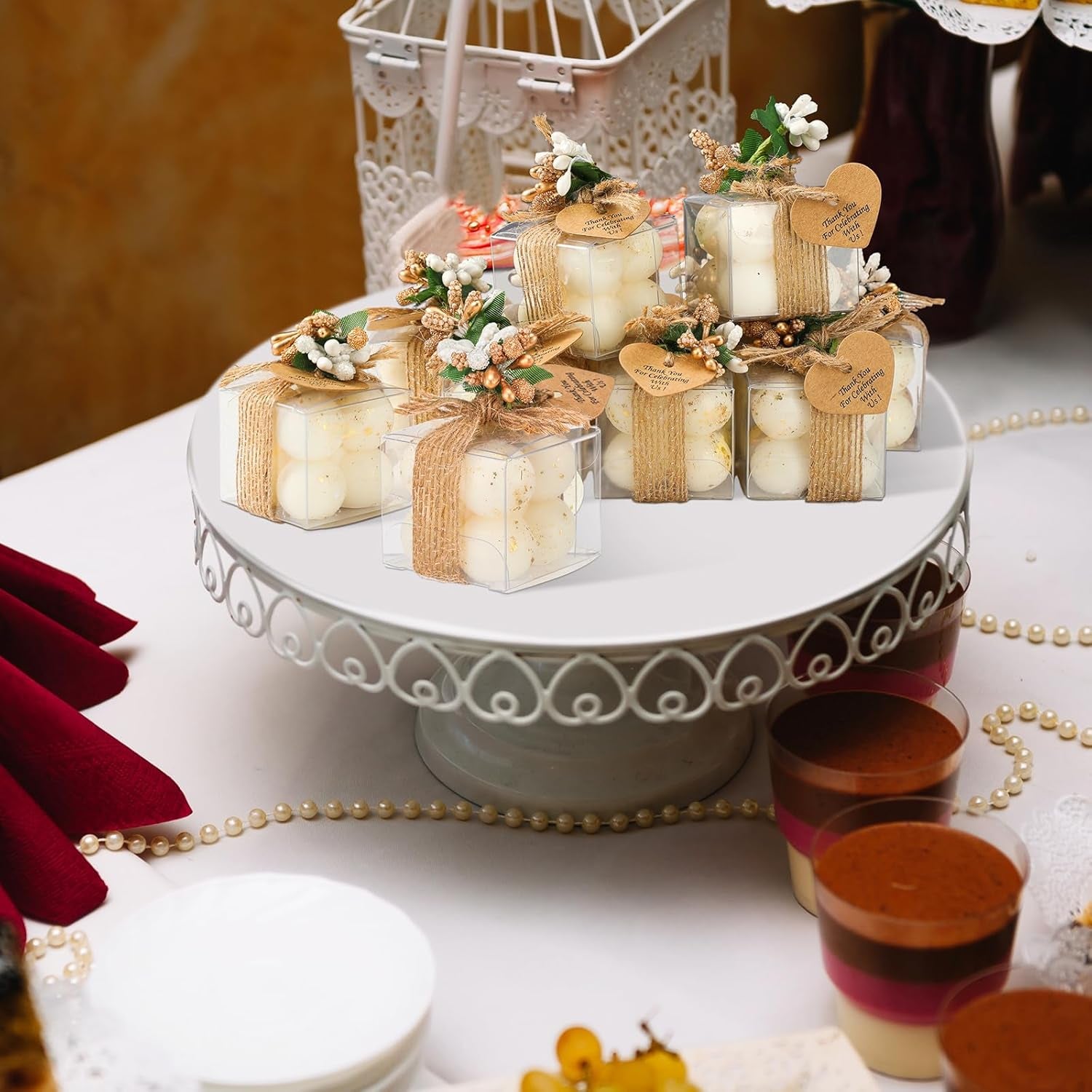 Mini Bubble Candles Wedding Favors Gifts for Guests 1.57" X 1.38" Bubble Candles with Cards Dried Flowers DIY Gift Set for Baptism Party Bridal Shower Thank You Gifts(Gold Foil,30 Sets)